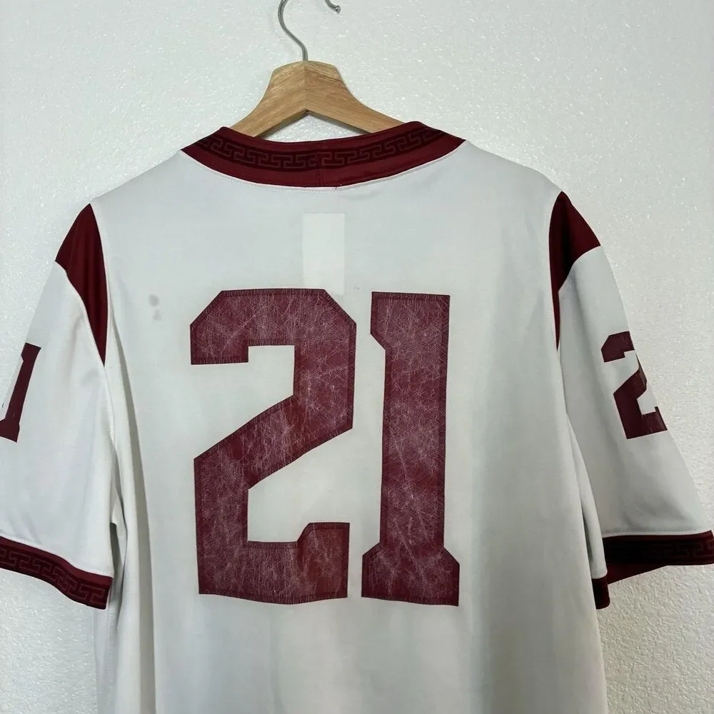 USC Trojans Jersey Mens Large White NCAA Football Nike Dri-FIT Number 21